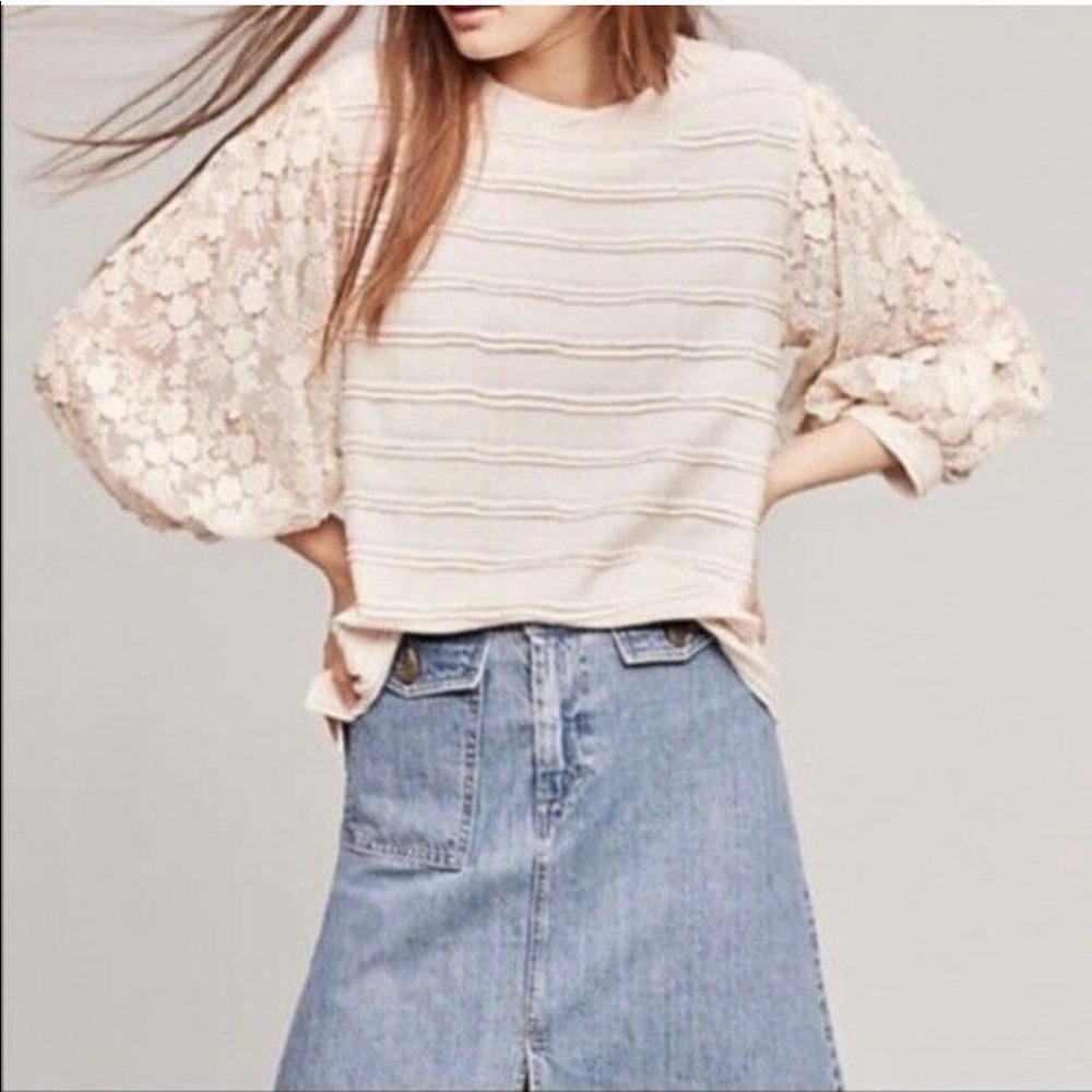 Anthropologie Eri + Ali  lace sleeve top